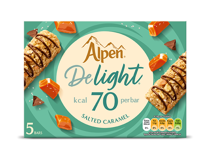 Alpen Delight bars salted caramel product pack